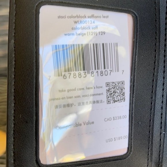 Kate Spade Staci Colorblock Medium Compact Bifold Wallet Warm Beige Multi - Picture 6 of 16